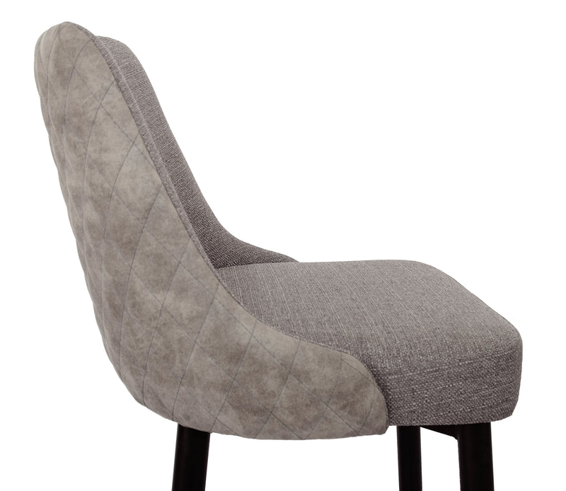 Tabouret Eden de hauteur comptoir en tissu d’apparence lin et en métal - gris