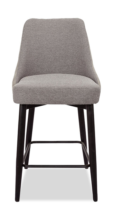 Tabouret Eden de hauteur comptoir en tissu d’apparence lin et en métal - gris