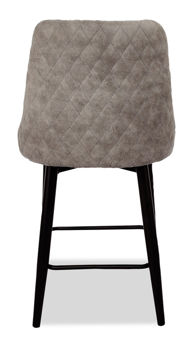 Tabouret Eden de hauteur comptoir en tissu d’apparence lin et en métal - gris