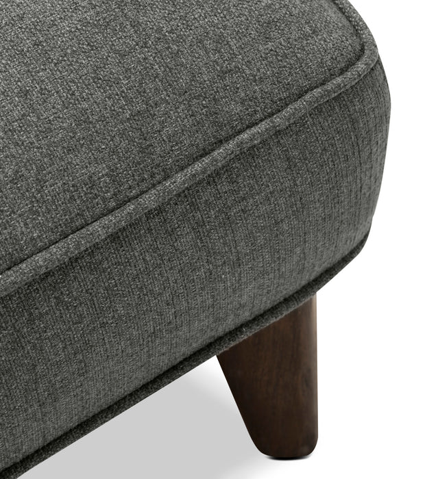 Pouf Gena de Cindy Crawford Home de 45 po en tissu d’apparence lin avec base et pattes en bois - gris anthracite