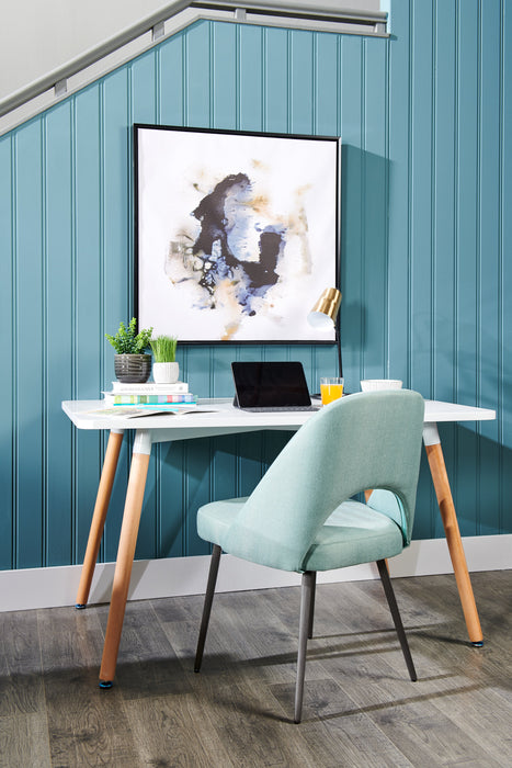 Chaise de salle à manger Elijah en tissu d’apparence lin et en métal - turquoise