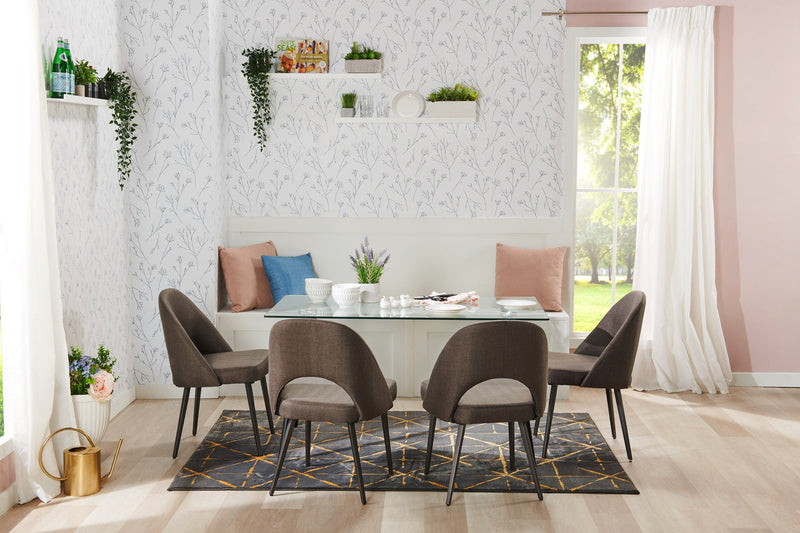 Chaise de salle à manger Elijah en tissu d’apparence lin et en métal - grise