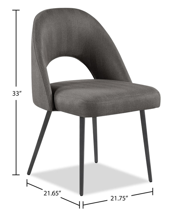 Chaise de salle à manger Elijah en tissu d’apparence lin et en métal - grise