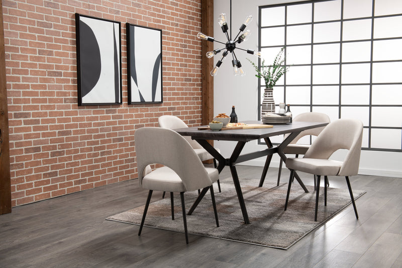 Chaise de salle à manger Elijah en tissu d’apparence lin et en métal - taupe