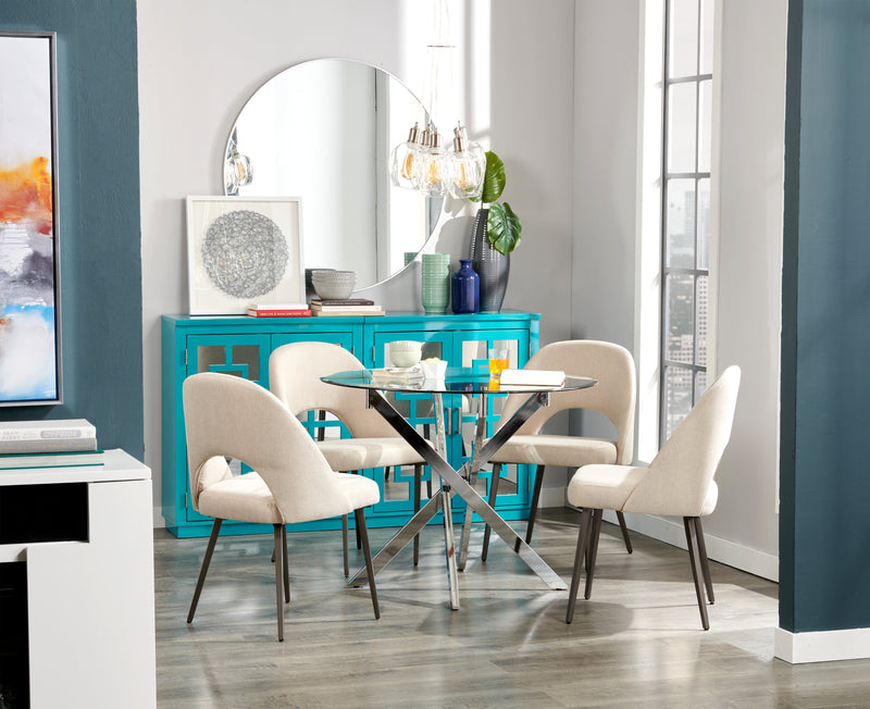 Chaise de salle à manger Elijah en tissu d’apparence lin et en métal - taupe