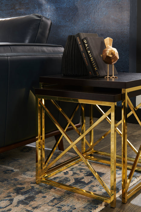 2 tables d’appoint gigognes Emery de 20 po - cappuccino et dorées