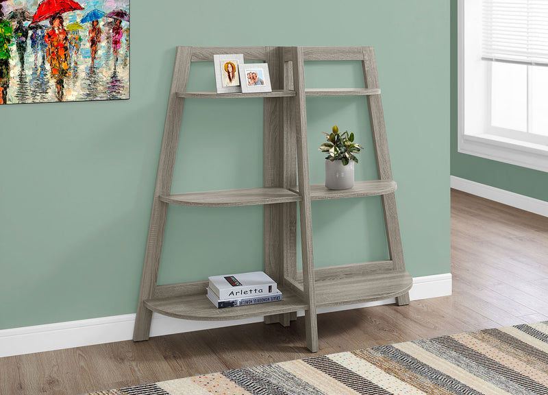 Bibliothèque en coin Aline de 51 po avec 3 tablettes ouvertes - taupe foncé