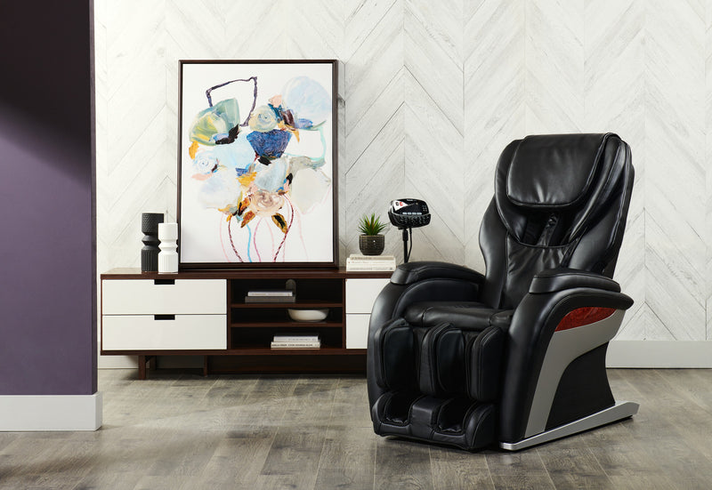 Fauteuil de massage à inclinaison électrique de la collection Urban de Panasonic de 48,1 po en cuir synthétique de qualité supérieure - noir