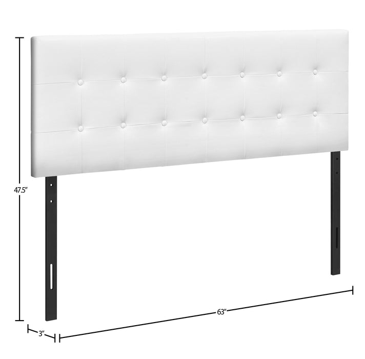 Tête de lit rembourrée Estel en tissu de cuir végétalien blanc avec capitonnage à boutons - format grand lit