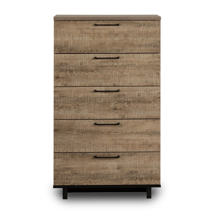Commode verticale Everley de 29 po (L) x 49 po (H) à 5 tiroirs pour la chambre à coucher - brune