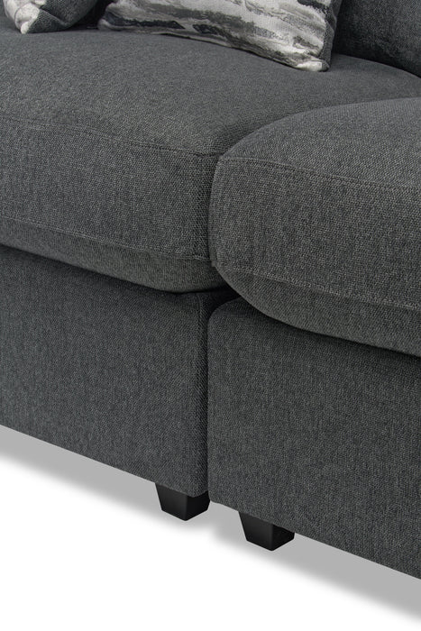 Sofa sectionnel modulaire Evolve de Scott Living 5 pièces en tissu d’apparence lin avec coussins en duvet et plumes - gris anthracite