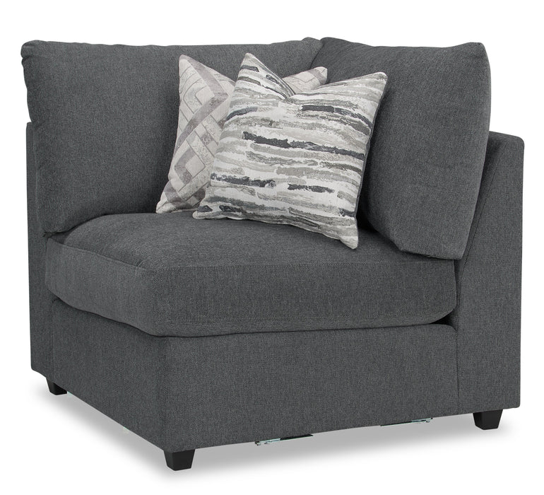 Sofa sectionnel modulaire Evolve de Scott Living 5 pièces en tissu d’apparence lin avec coussins en duvet et plumes - gris anthracite