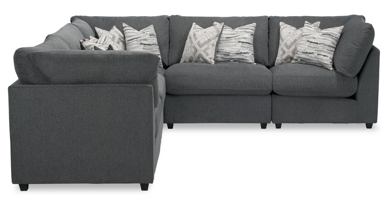 Sofa sectionnel modulaire Evolve de Scott Living 5 pièces en tissu d’apparence lin avec coussins en duvet et plumes - gris anthracite