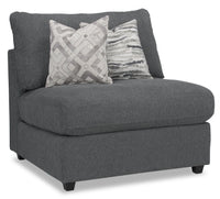  Fauteuil modulaire sans accoudoirs Evolve de Scott Living de 39,5 po en tissu d’apparence lin avec coussins en duvet et plumes - gris anthracite