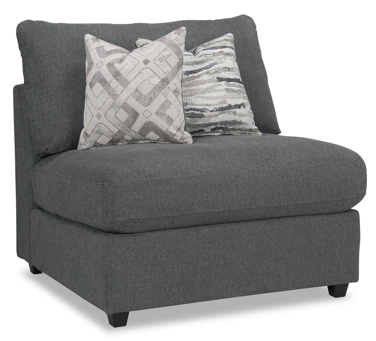 Fauteuil modulaire sans accoudoirs Evolve de Scott Living de 39,5 po en tissu d’apparence lin avec coussins en duvet et plumes - gris anthracite