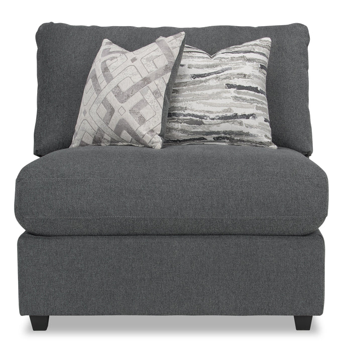 Fauteuil modulaire sans accoudoirs Evolve de Scott Living de 39,5 po en tissu d’apparence lin avec coussins en duvet et plumes - gris anthracite