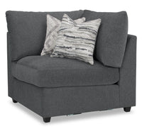  Fauteuil modulaire en coin Evolve de Scott Living de 39,5 po en tissu d’apparence lin avec coussins en duvet et plumes - gris anthracite
