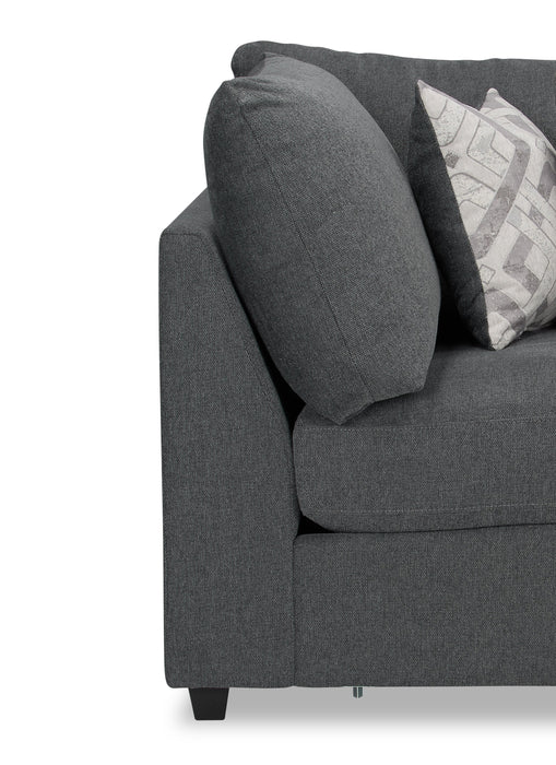 Fauteuil modulaire en coin Evolve de Scott Living de 39,5 po en tissu d’apparence lin avec coussins en duvet et plumes - gris anthracite