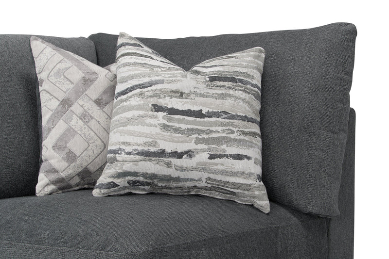 Fauteuil modulaire en coin Evolve de Scott Living de 39,5 po en tissu d’apparence lin avec coussins en duvet et plumes - gris anthracite