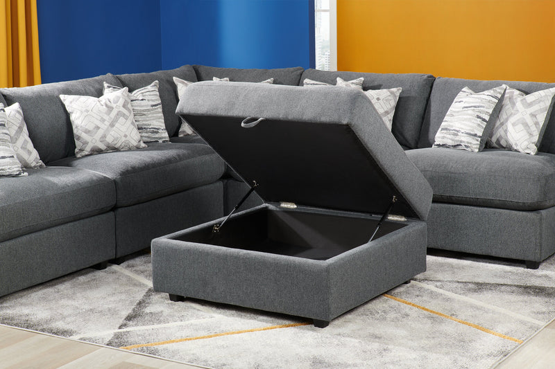 Pouf de rangement modulaire Evolve de Scott Living de 39,5 po en tissu d’apparence lin avec coussin en duvet et plumes - gris anthracite