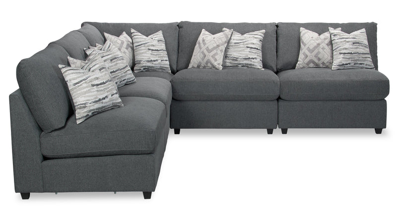 Sofa sectionnel modulaire sans accoudoirs Evolve de Scott Living 5 pièces avec coussins en duvet et plumes - gris anthracite