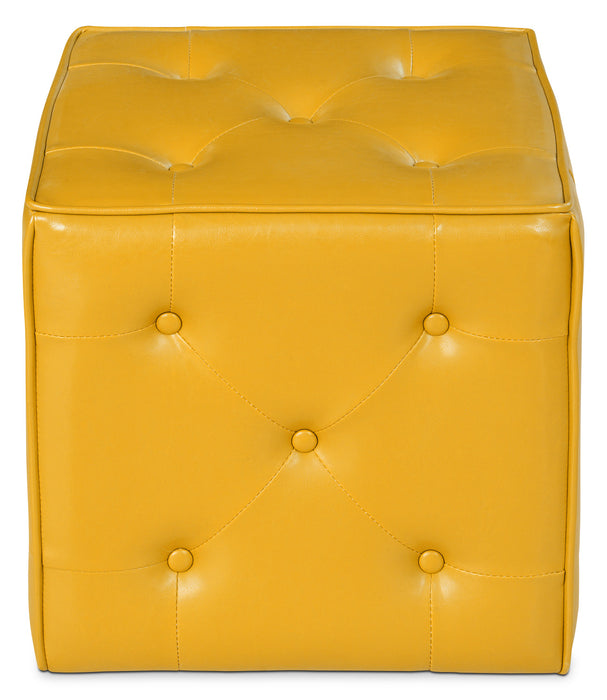 Pouf cubique Talbott de 17,5 po - similicuir jaune