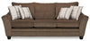 Grand sofa-lit Febe de 100 po fabriqué au Canada en tissu de chenille avec accoudoirs évasés et coussins décoratifs - brun
