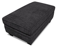  Pouf de rangement Febe de 26 po fabriqué au Canada en tissu de chenille avec pattes en bois - gris anthracite
