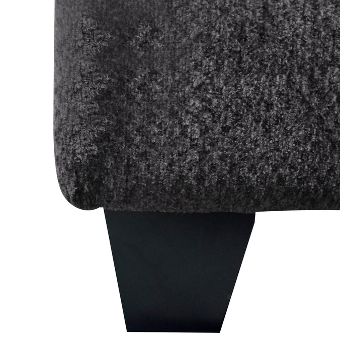 Pouf de rangement Febe de 26 po fabriqué au Canada en tissu de chenille avec pattes en bois - gris anthracite