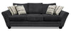 Grand sofa-lit Febe de 100 po fabriqué au Canada en tissu de chenille avec accoudoirs évasés - gris anthracite