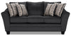 Sofa-lit double Febe de 85 po de format condo fabriqué au Canada en tissu de chenille avec accoudoirs évasés - gris anthracite