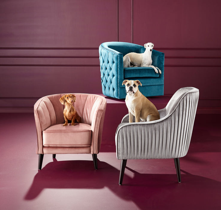 Fauteuil d’appoint Brinley de 29 po en tissu de velours avec pattes en bois - rose