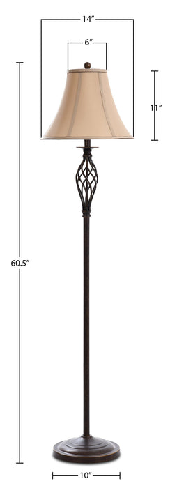 Ensemble 3 lampes Fiona traditionnelles bronze antique, 2 lampes de table et 1 lampe à pied