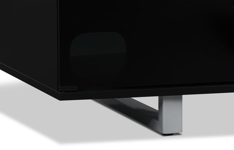 Meuble pour téléviseur moderne Odesos de 72 po avec foyer électrique, rangement et système de gestion des câbles pour téléviseurs jusqu’à 80 po - noir