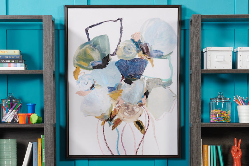 Fleurs bleues à l’acrylique - 31 po x 41 po 