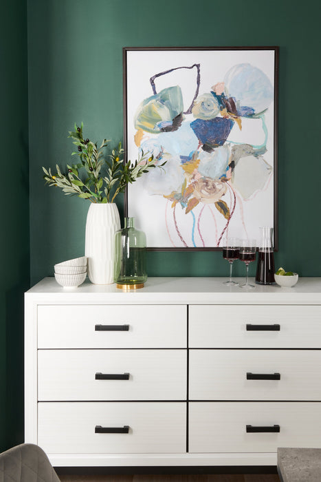 Fleurs bleues à l’acrylique - 31 po x 41 po 