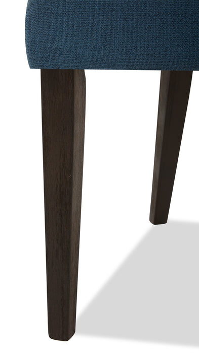 Chaise de salle à manger Gabi en tissu d’apparence lin - bleue