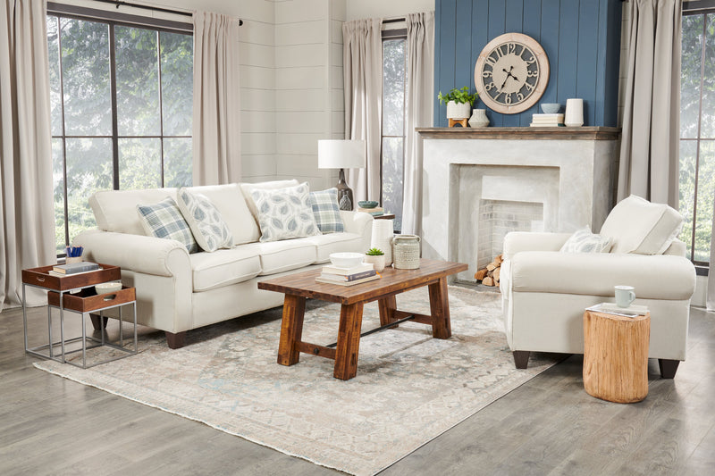 Table à café rustique Galeveston de 50 po avec roulettes - bois à grain de bois brun