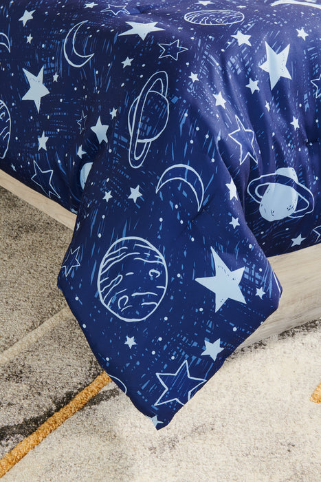 Ensemble d'édredon Galaxy 3 pièces pour lit simple - bleu