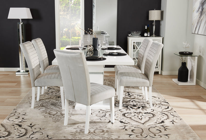 Chaise de salle à manger Garbo en tissu de velours et en bois - grise