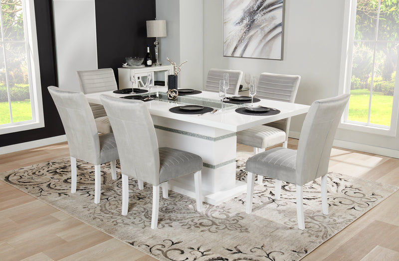 Chaise de salle à manger Garbo en tissu de velours et en bois - grise