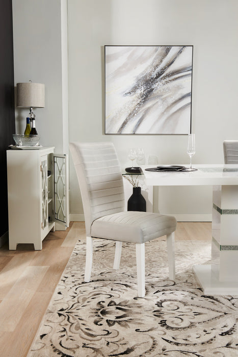 Chaise de salle à manger Garbo en tissu de velours et en bois - grise