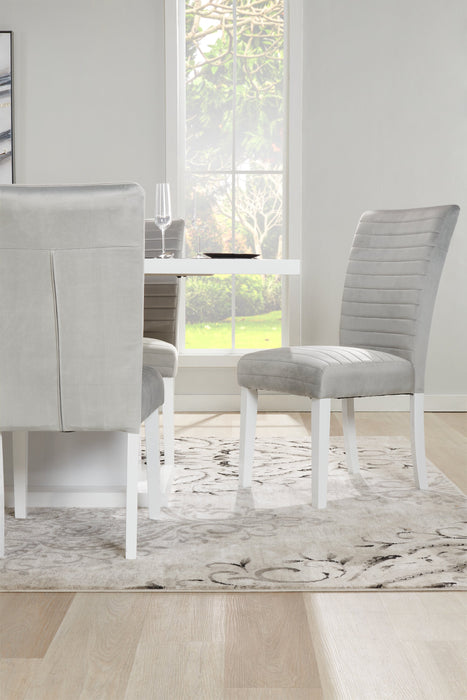 Chaise de salle à manger Garbo en tissu de velours et en bois - grise