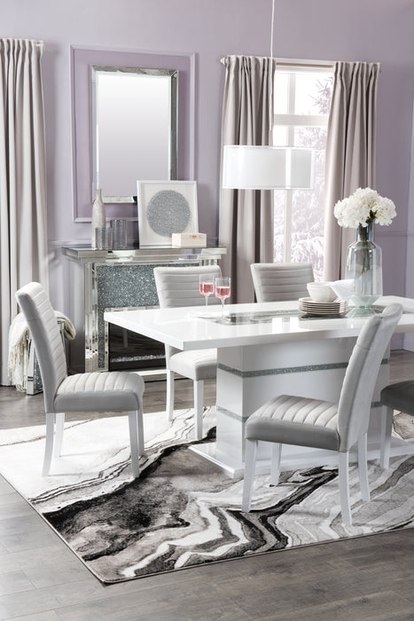 Chaise de salle à manger Garbo en tissu de velours et en bois - grise