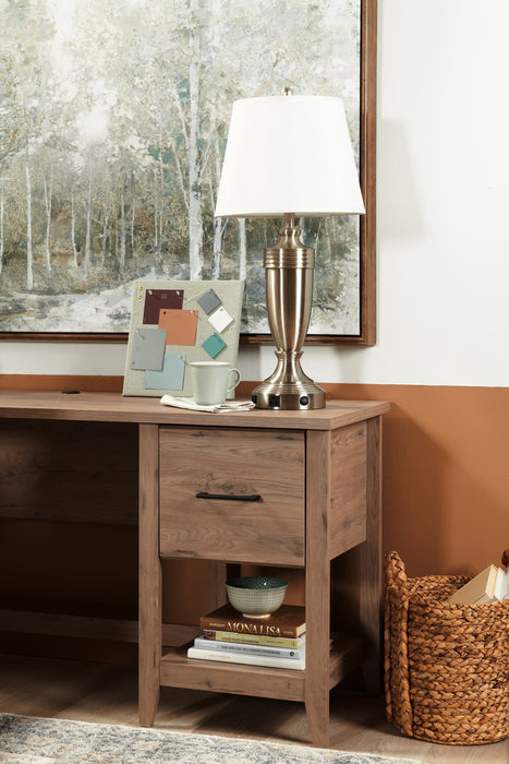 Lampe de table Garcia de 29,5 po argentée avec recharge USB