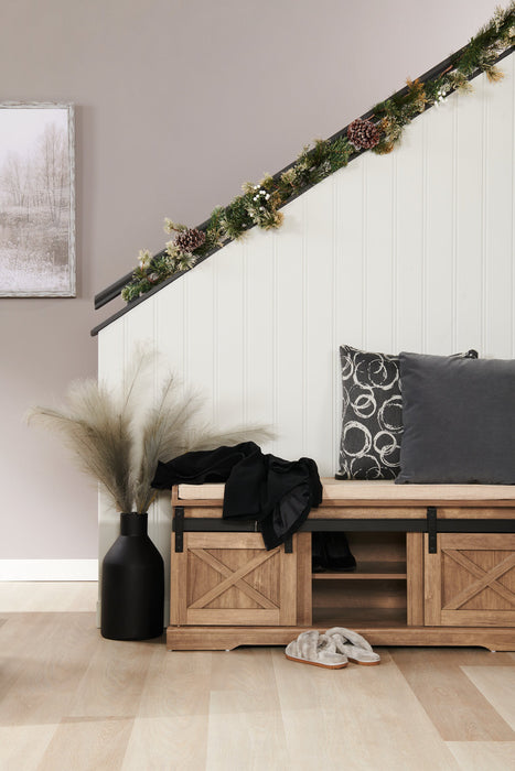 Banc Gavin de 47,25 po avec rangement pour chaussures - noisette