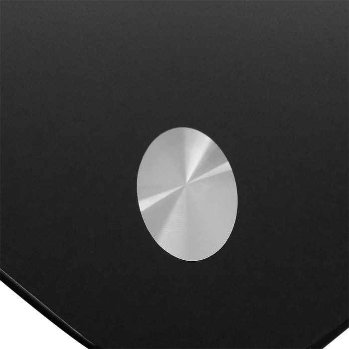 Meuble audio moderne Laguna de 26 po avec rangement et système de gestion des câbles pour téléviseurs - métal noir et verre