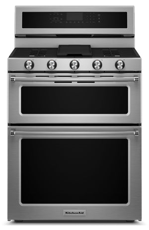 Cuisinière hybride KitchenAid de 6,7 pi³ avec autonettoyage et four double - acier inoxydable - KFDD500ESS