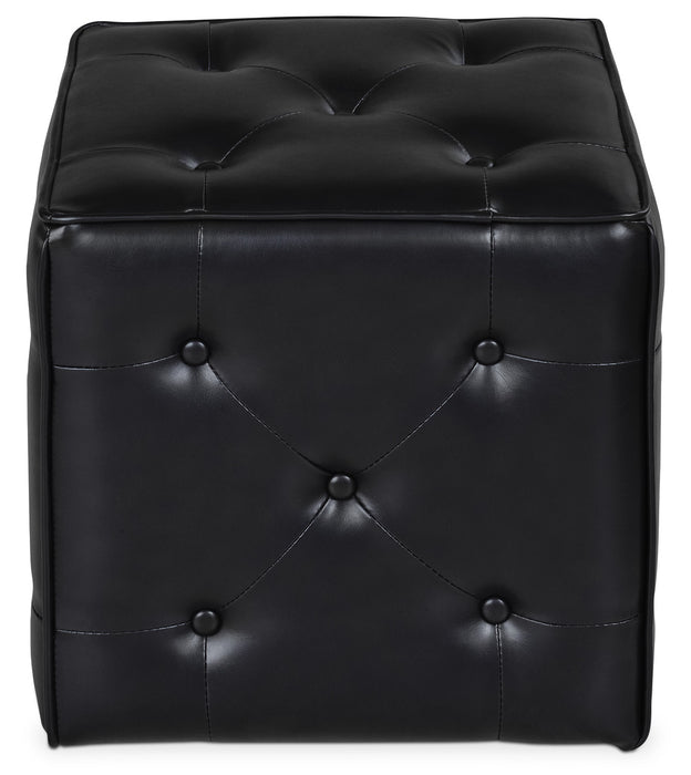 Pouf cubique Talbott de 17,5 po - similicuir noir