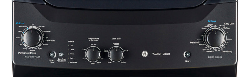 Tour de lavage SpaceMakerMC électrique GE avec laveuse de 4,4 pi³ et sécheuse de 5,9 pi³ - GUD37ESMMDG